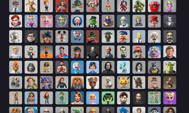 A grid showing avatars of fictional and historical personas available as chatbots from Forefront AI.