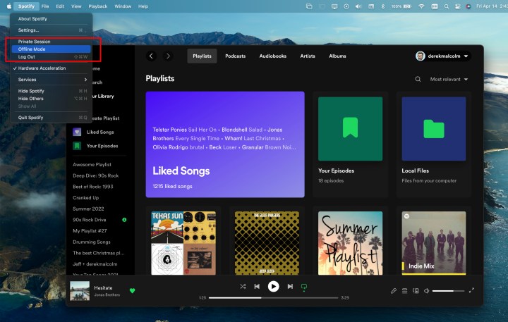 Uma tela do Spotify sobre como colocá-lo no modo offline.