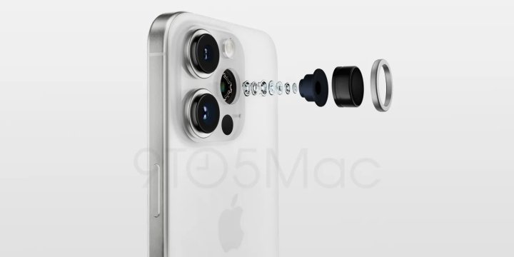 La fotocamera di rendering dell'iPhone 15 Pro esplode