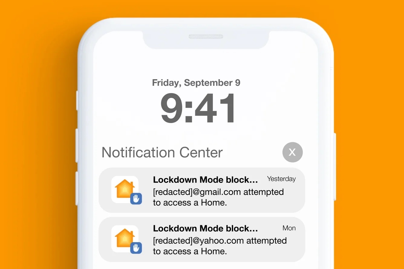Exemplo de um iPhone com modo de bloqueio bloqueando ataques do spyware Pegasus.