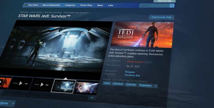 Star Wars Jedi: Survivor reviews on Steam.