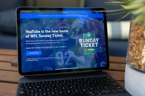 NFL Sunday Ticket landing page on an iPad.