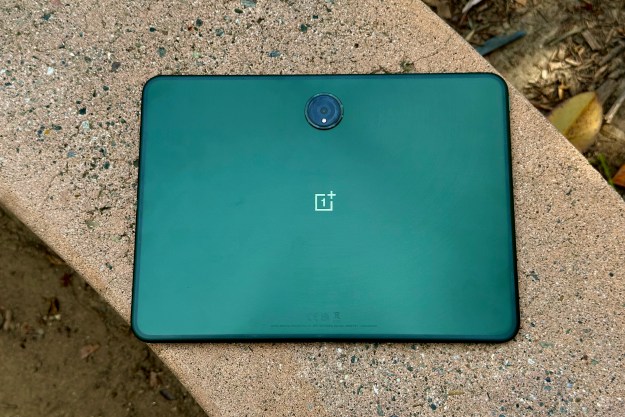 OnePlus Pad on a concrete bench