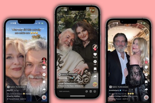 Screenshots of the TikTok old age filter.
