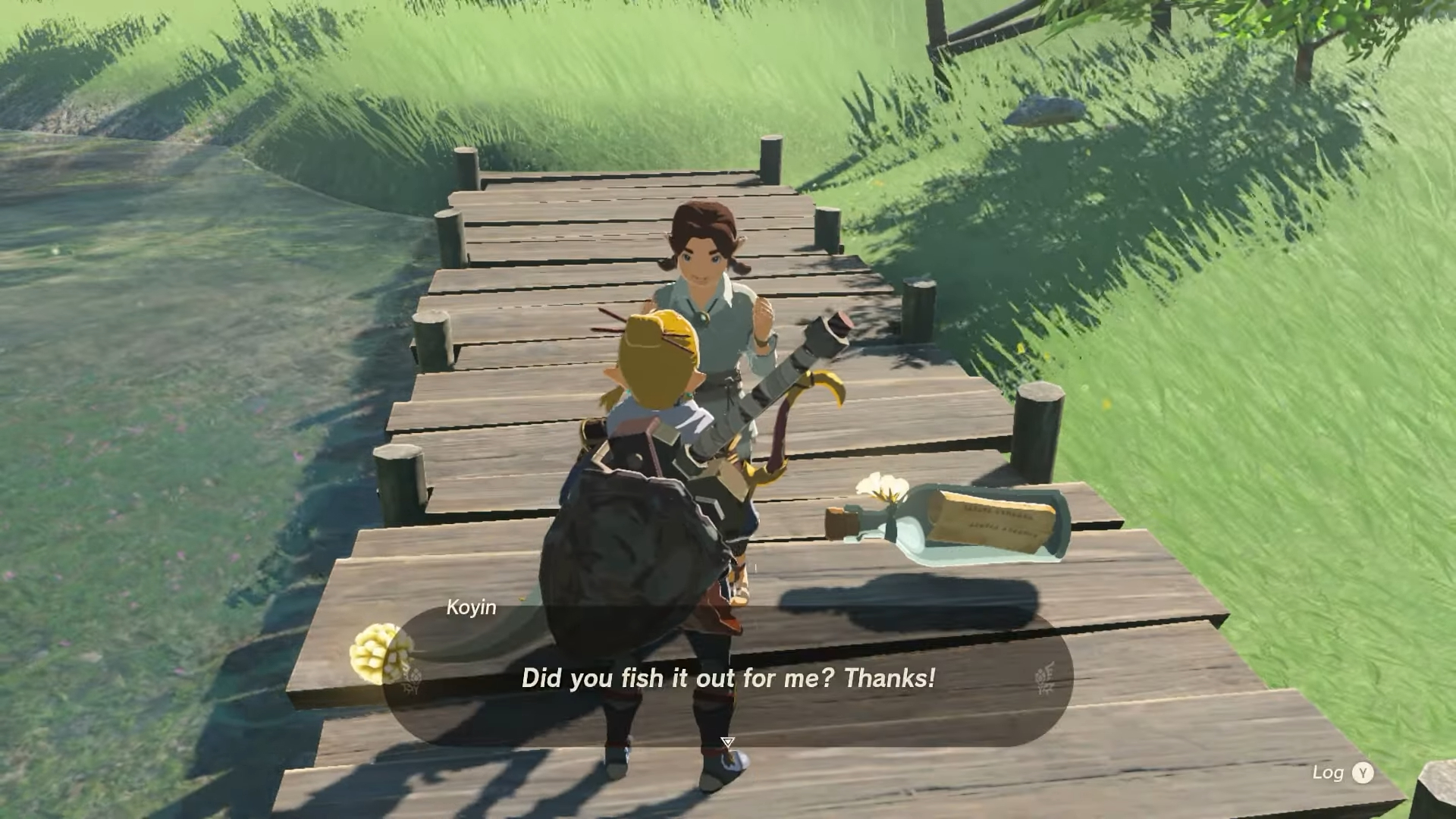 Link talking to a girl on the docks.