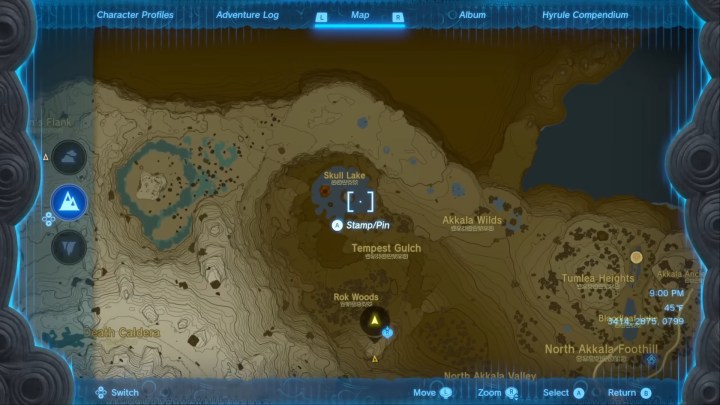 A map of hyrule showing where to get the fierce diety armor.