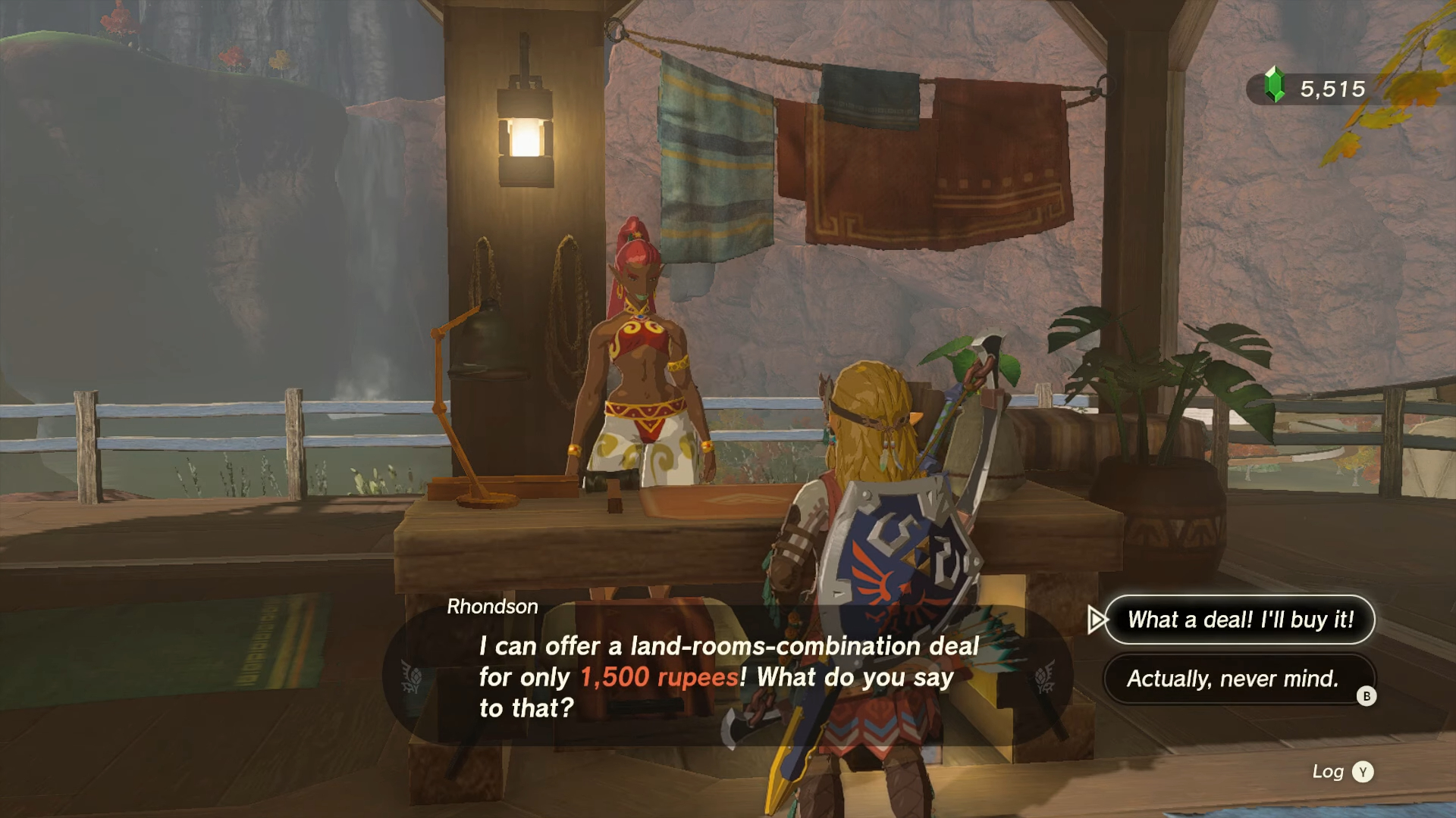 Rhodson se oferecendo para vender um terreno a Link.