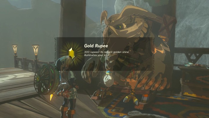 Link collecting a gold rupee.