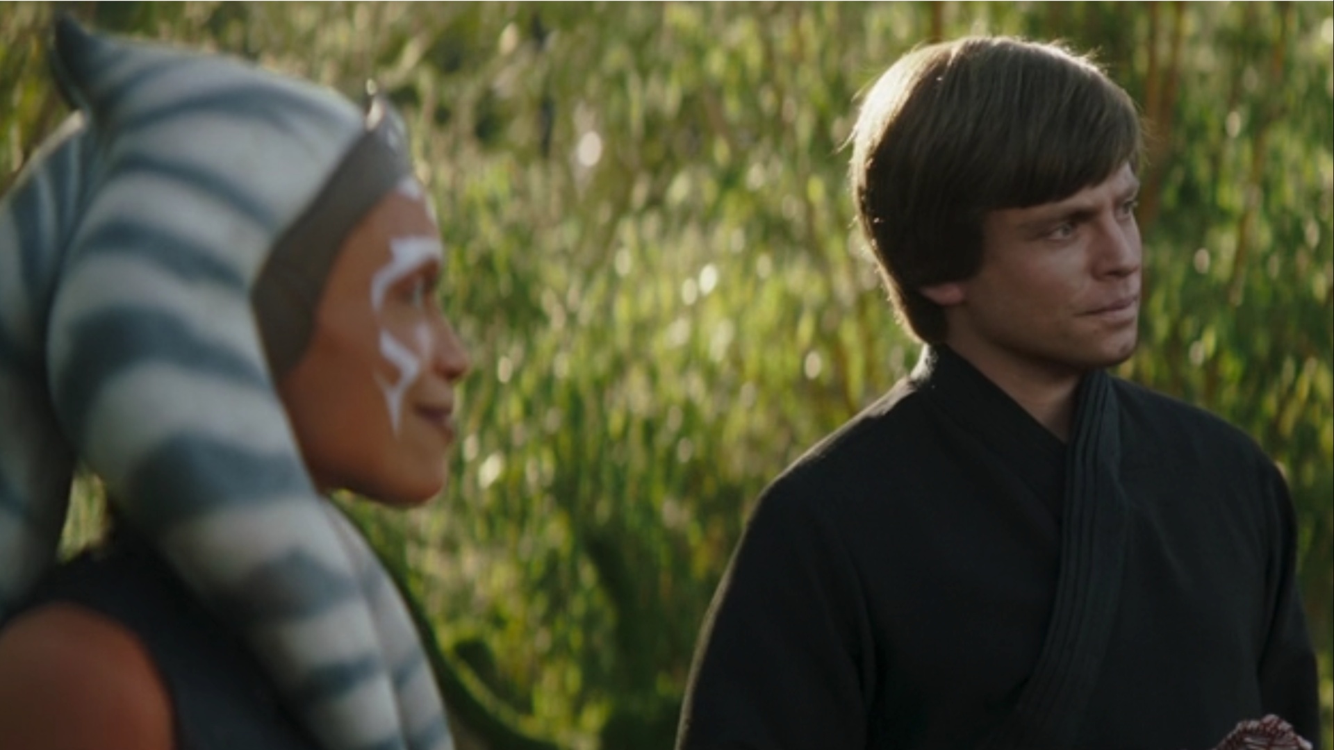 Ahsoka Tano e Luke Skywalker em O Livro de Boba Fett.