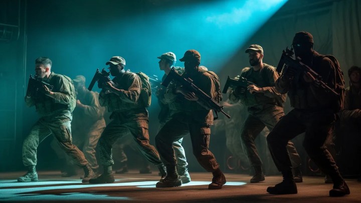 Algunos marines coloniales bailan una jig en Aliens: The Musical.