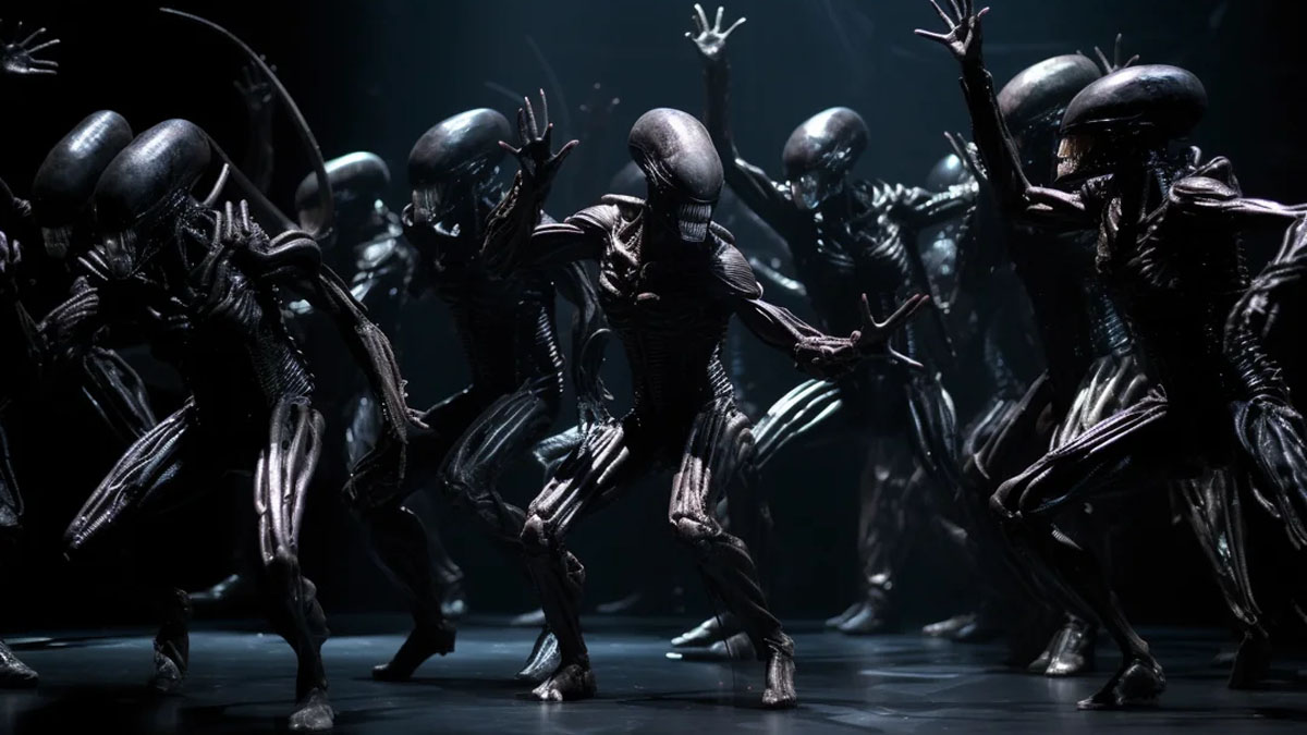 Aliens estão dançando em Aliens: The Musical.