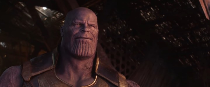 Thanos smiling at the end of "Avengers: Infinity War."