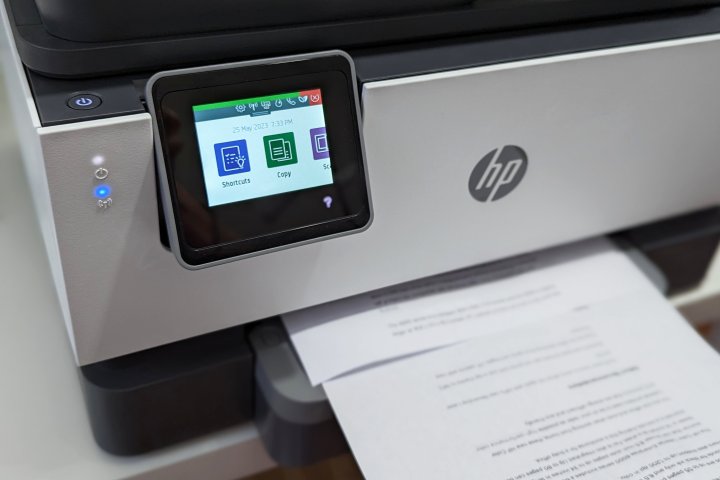 Copies can be made directly from the HP OfficeJet Pro 9015e using the touchscreen.