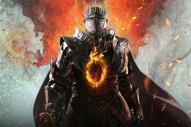 Dragon's Dogma 2 key art featuring a knight with a fiery hole in their chest.