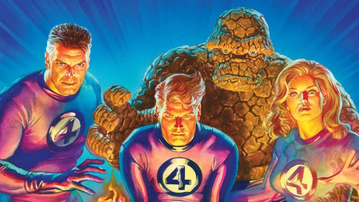 A close up of Alex Ross's cover for Fantastic Four #1.