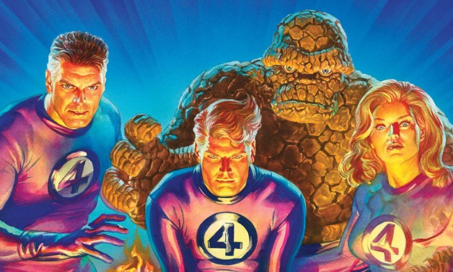A close up of Alex Ross's cover for Fantastic Four #1.