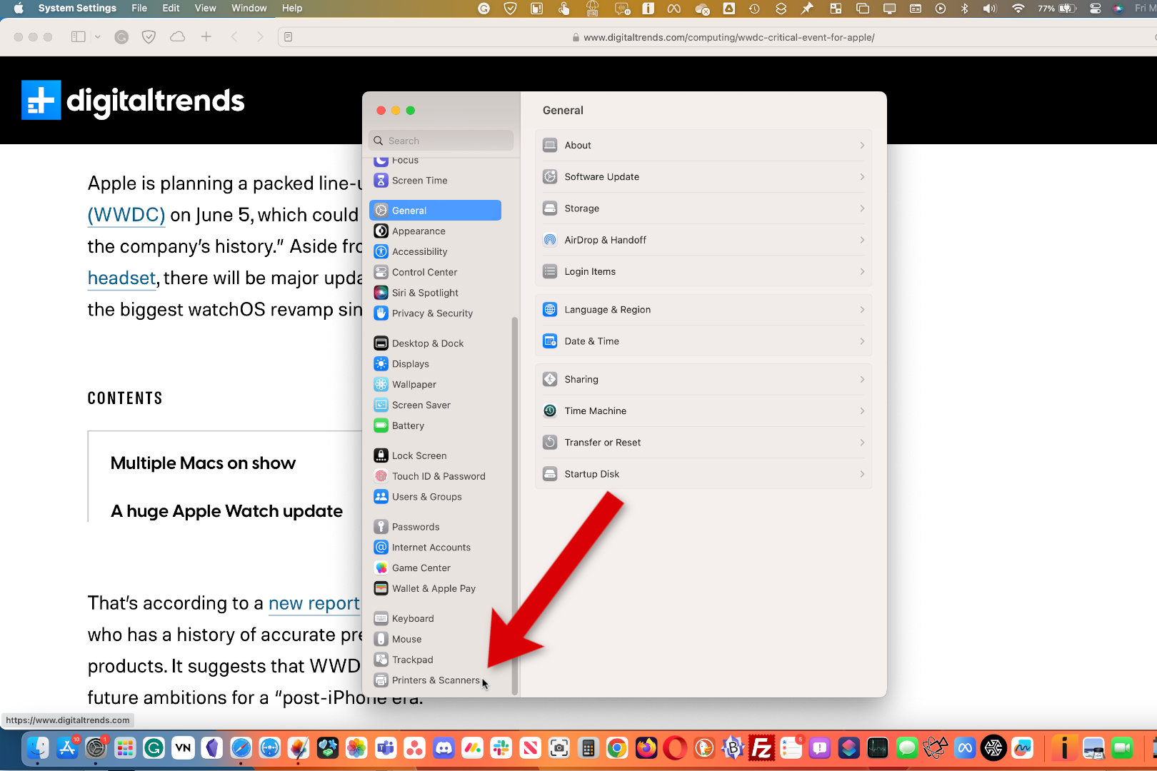 نحوه پیدا کردن تنظیمات چاپگر macOS Ventura.