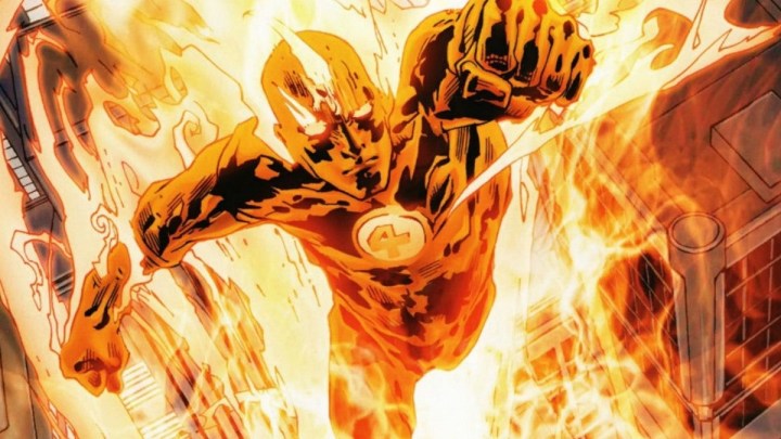 Johnny Storm flies into action in this image of the Human Torch.