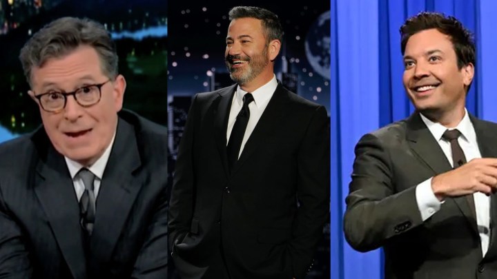 Stephen Colbert, Jimmy Kimmel y Jimmy Fallon.