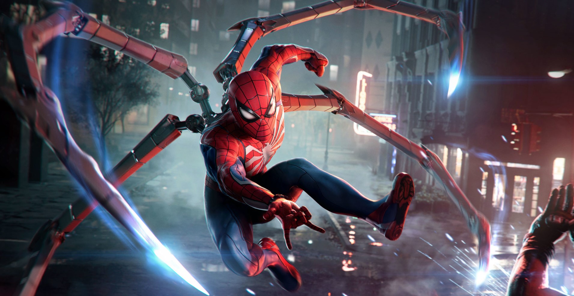 O Homem-Aranha ataca os inimigos em Marvel's Spider-Man 2.