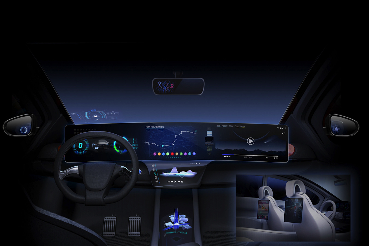 Maquette de la plateforme MediaTek et Nvidia pour les voitures.