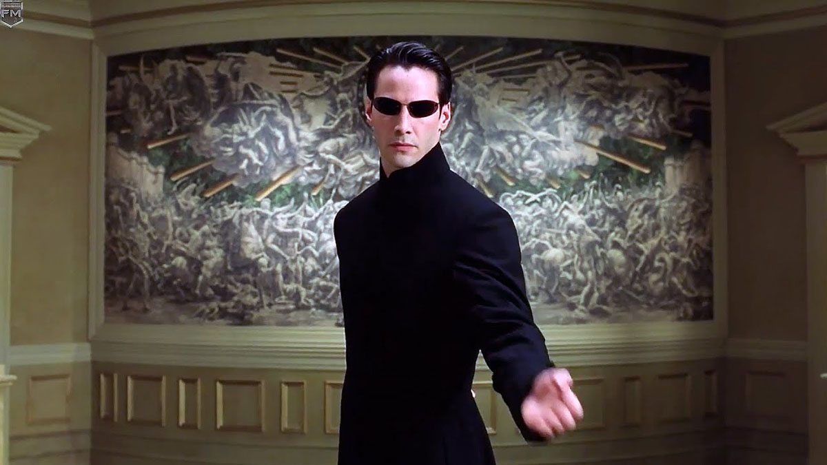 Keanu Reeves como Neo em Matrix.