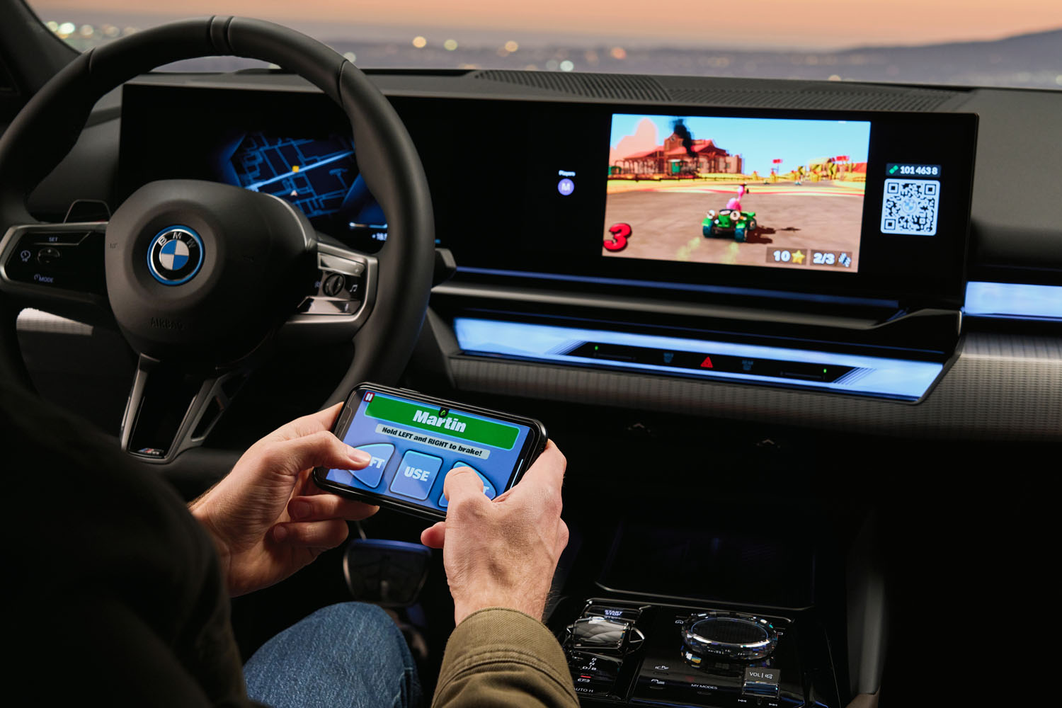 The in-car gaming console of a 2024 BMW i5.