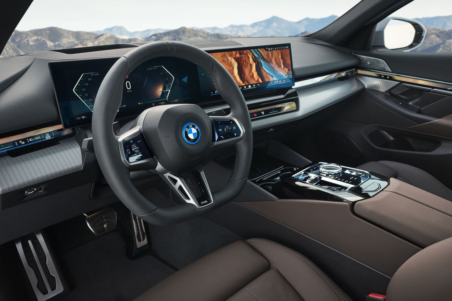 The interior cabin of a 2024 BMW i5.