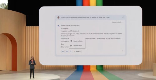 Google Bard being shown off at Google I/O 2023.