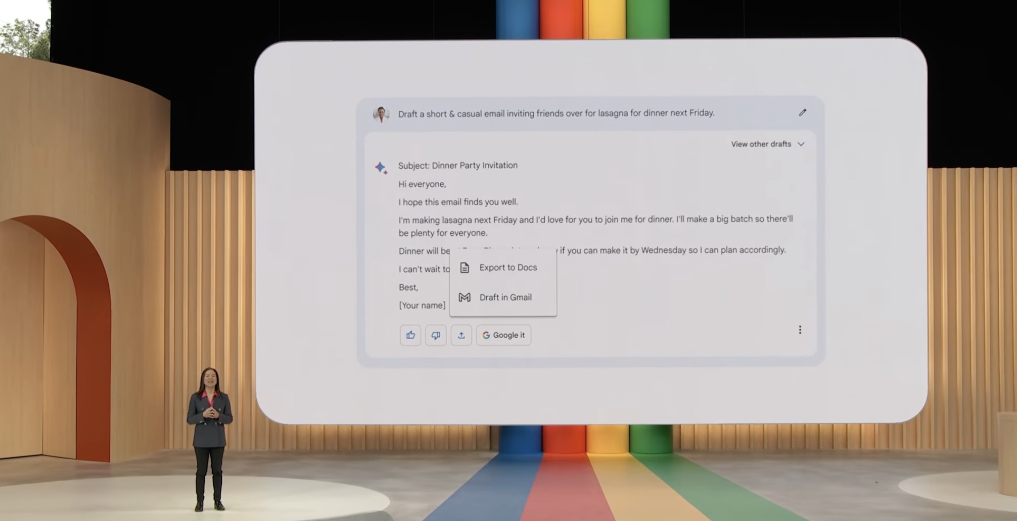 Google Bard being shown off at Google I/O 2023.
