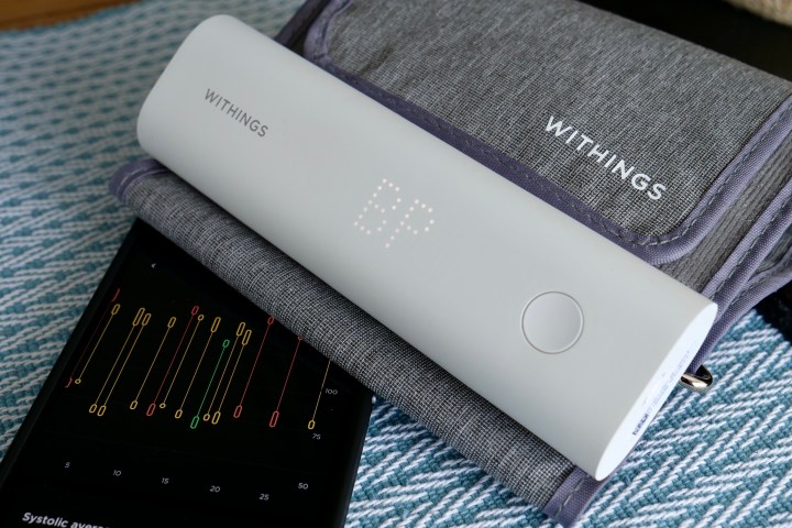 The Withings BPM Connect blood pressure monitor with the Health Mate app.