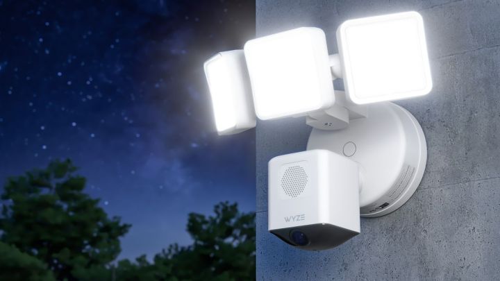 The Wyze Cam Floodlight Pro installed on a wall.