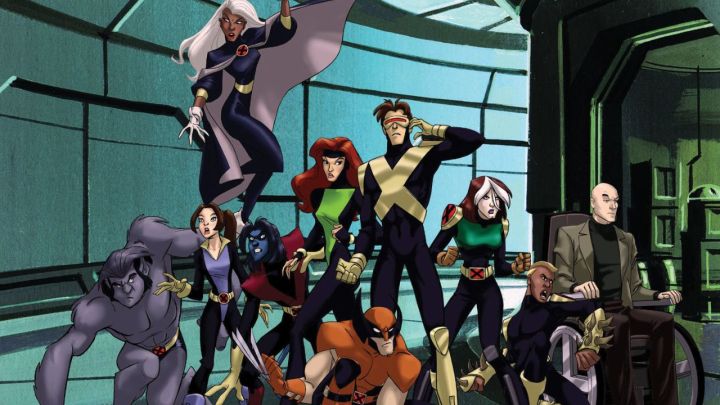 Les X-Men posant dans la salle des dangers dans X-Men : Evolution.
