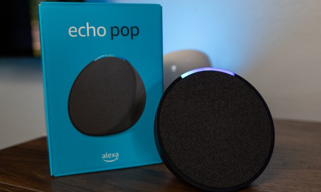 The Amazon Echo Pop and its retail box.