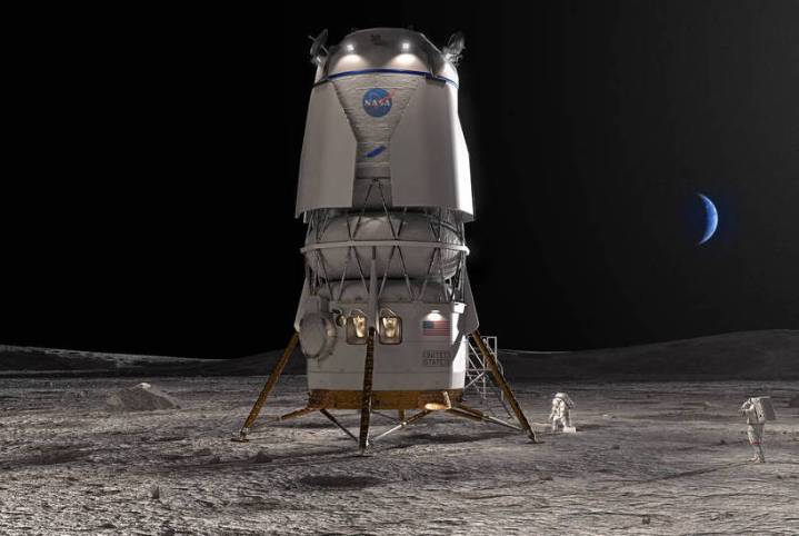 An illustration of Blue Origin's lander on the lunar surface.
