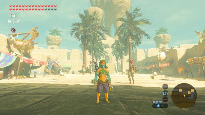 Link stands in Gerudo Town in The Legend of Zelda: Breath of the Wild.