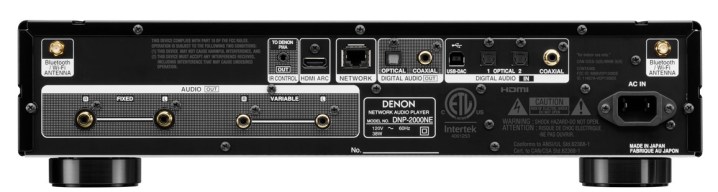 Denon DNP-2000NE reproductor multimedia en red, panel posterior.