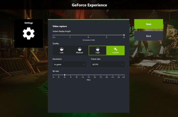 Instant Replay features in Nvidia Control Panel.