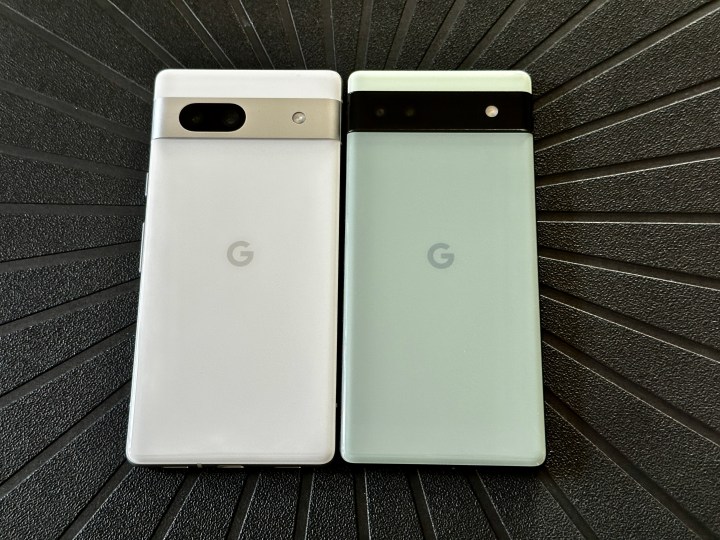 Google Pixel 7a vs 6a back compared side by side