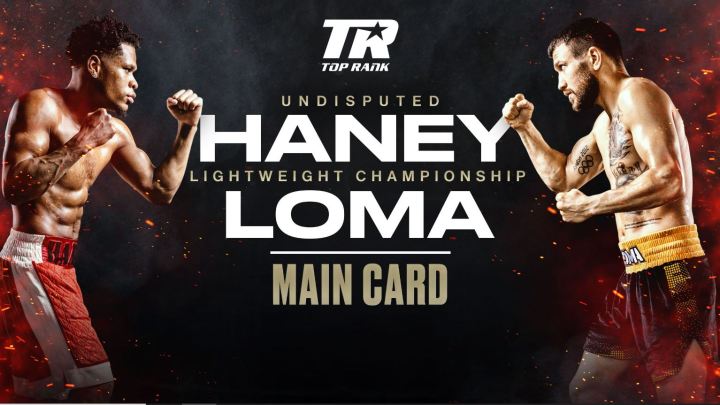 Devin Haney and Vasiliy Lomachenko square off in a promotional poster.