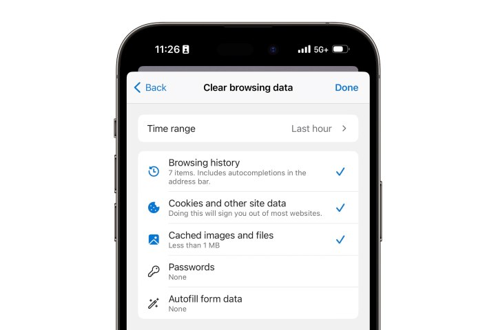 how to clear cache iphone edge browsing data selections