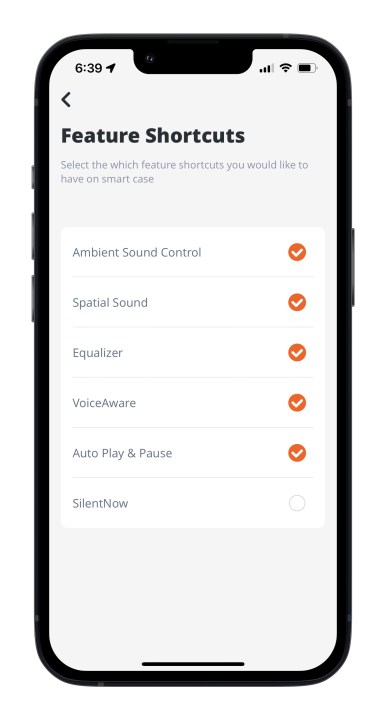 Application JBL Headphones pour écran de contrôle du boîtier en option iOS.