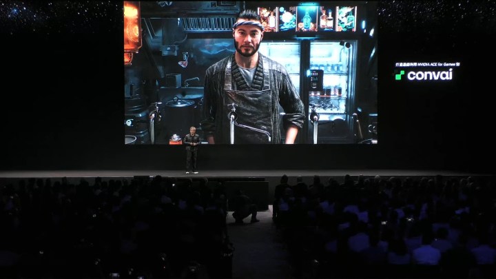 Nvidia CEO delivering a keynote at Computex.