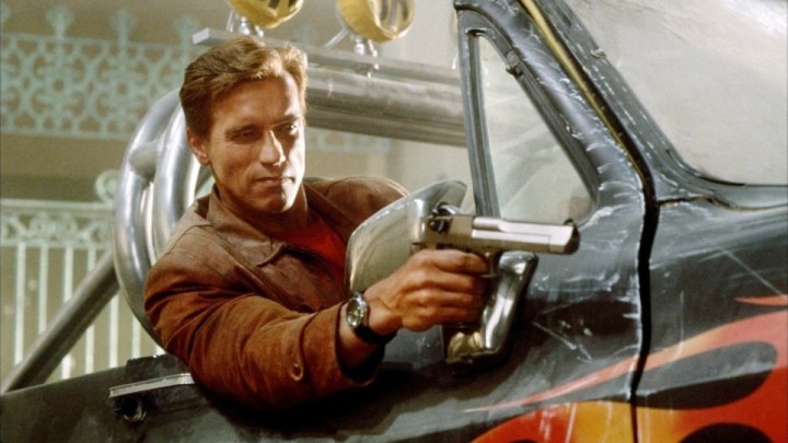 A man aims a gun in Last Action Hero.
