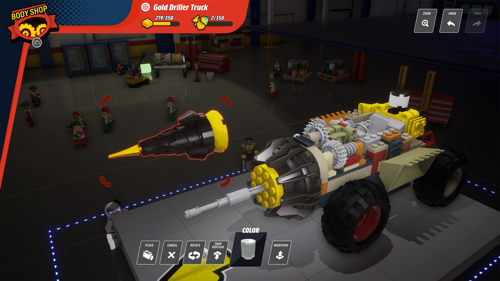 Um jogador personaliza um carro Lego em Lego 2K Drive.