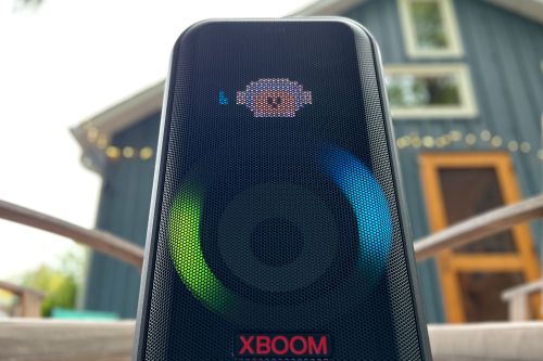 A front view of the LG XBoom LX7 portable party speaker.