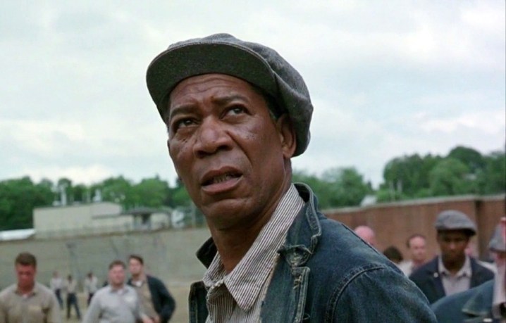Morgan Freeman looks up in The Shawshank Redemption.