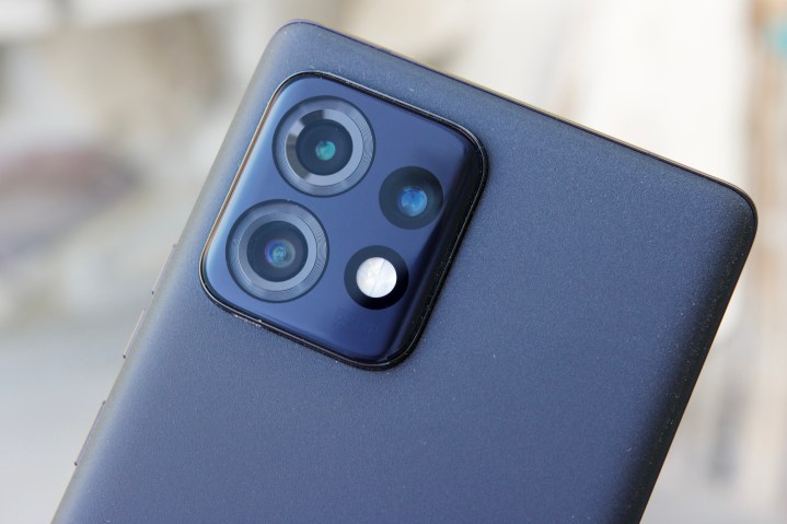 Close-up photo of the camera on the Motorola Edge Plus (2023).