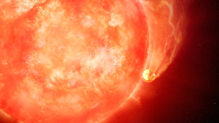 Los astrónomos que utilizan el telescopio Gemini Sur en Chile, operado por NOIRLab de NSF, han observado la primera evidencia convincente de una estrella moribunda similar al Sol que envuelve un exoplaneta. La "pistola humeante" de este evento se vio en un estallido largo y de baja energía de la estrella, la firma reveladora de un planeta rozando la superficie de una estrella. Este proceso nunca antes visto puede anunciar el destino final de la Tierra cuando nuestro propio Sol se acerque al final de su vida en unos cinco mil millones de años.