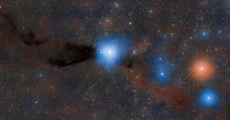 Image of darkness and light shows new stars being born in
Lupus 3 nebula